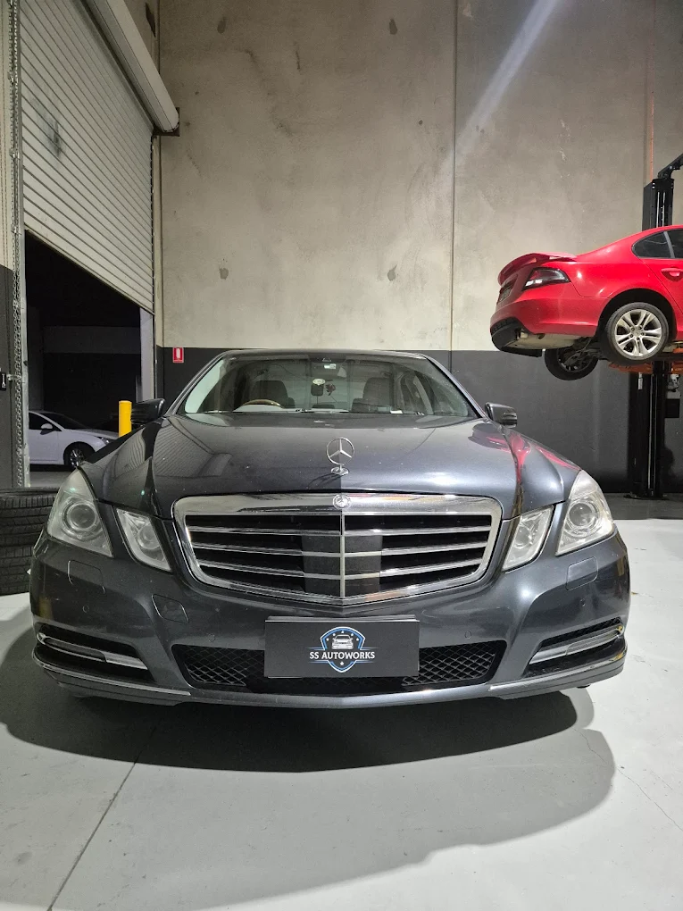Mercedes-Benz vehicle in automotive garage